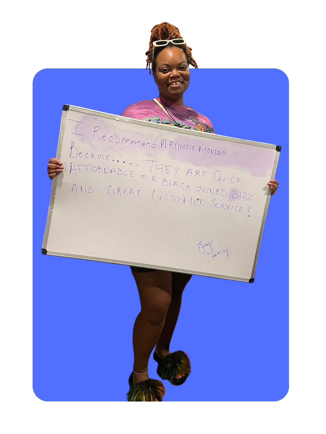 Happy Austin client recommending Playhouse Moving — quick, affordable, Black-owned business